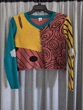 Nightmare Before Christmas Sweater S Sally Costume Cosplay Cropped Disney Goth